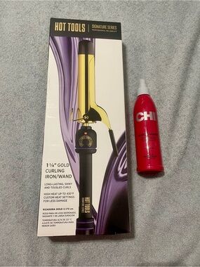 1¼" Hot Tools Gold Curling Iron/Wand - Gold and Black